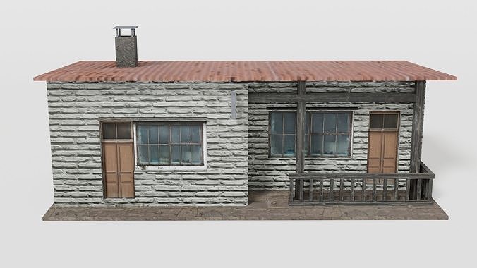 Small rural train stop Low-poly 3D model