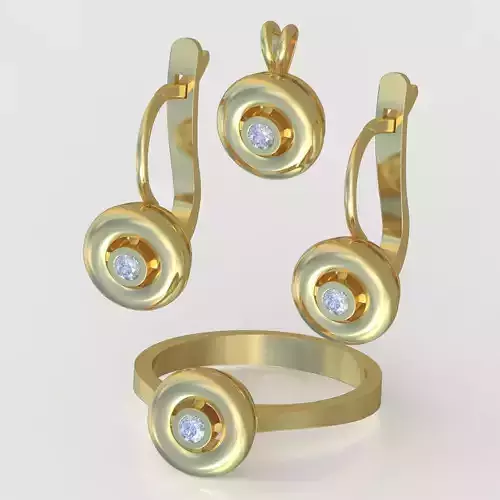 Ring Earring and Pendant Set 3D printable model 0086