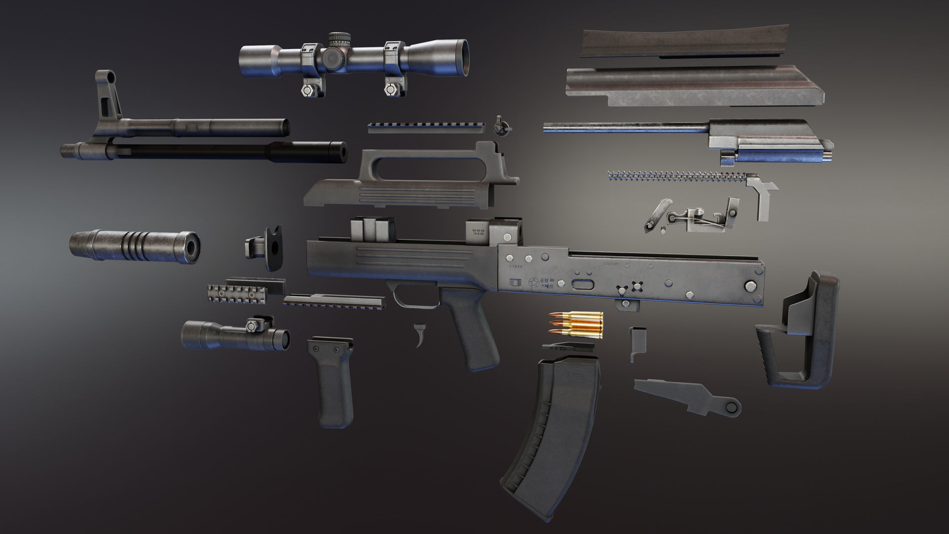 KPA Type 88 Bullpup Low-poly 3D model_5