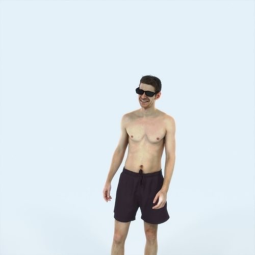 Jayne 08F Beach Listening Sports Man Low-poly 3D model