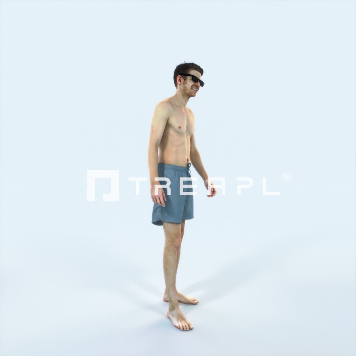 Jayne 08E Beach Listening Sports Man Low-poly 3D model_2