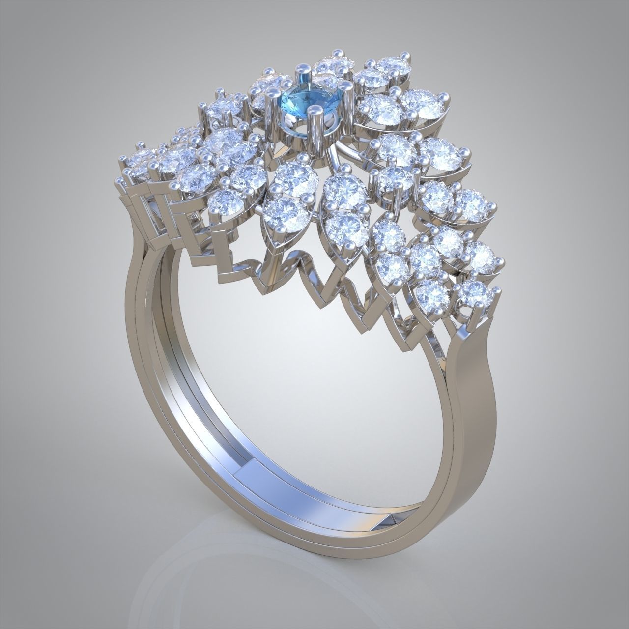 Diamond ring 0580 3D printable model 9 3D print model_3