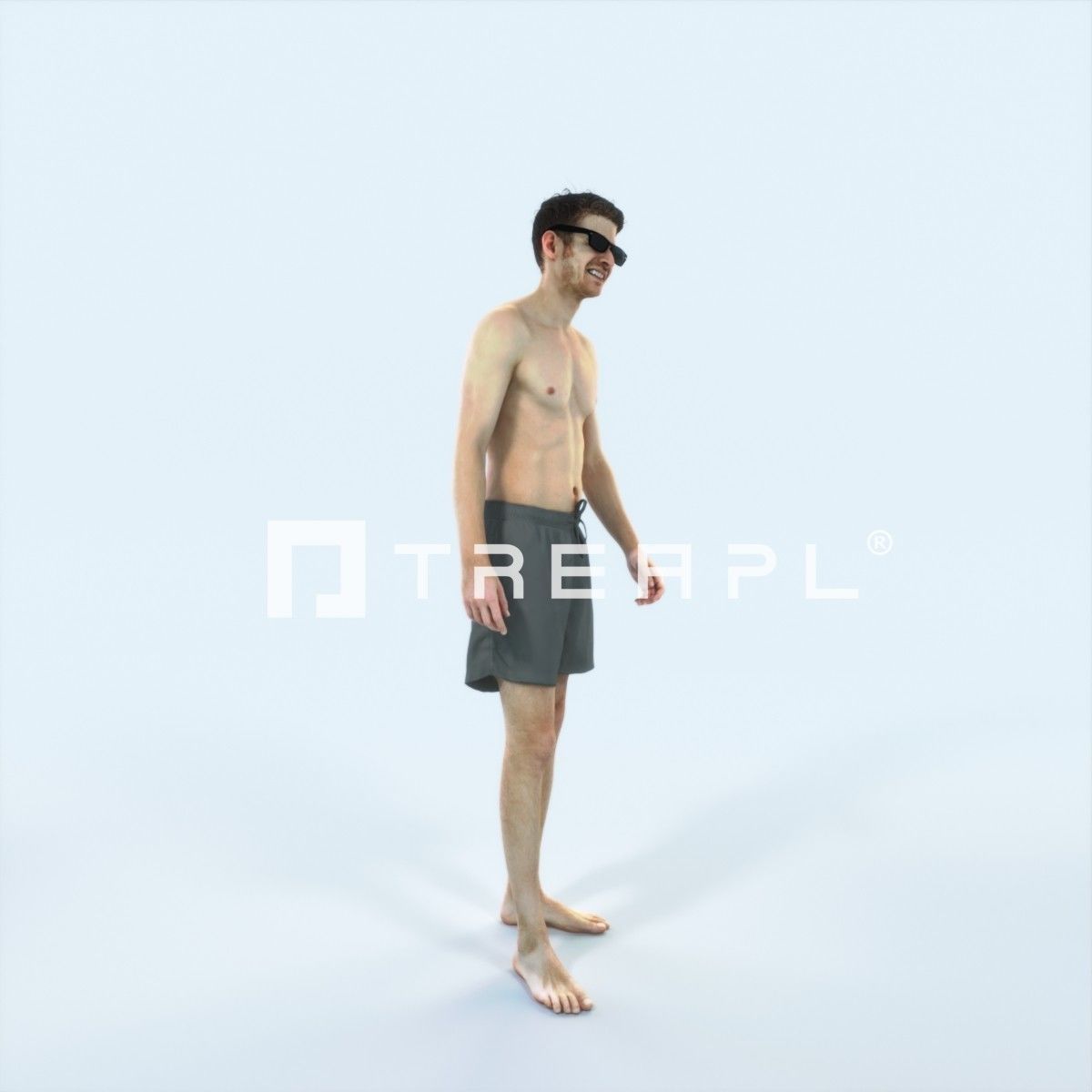 Jayne 08C Beach Listening Sports Man Low-poly 3D model_2
