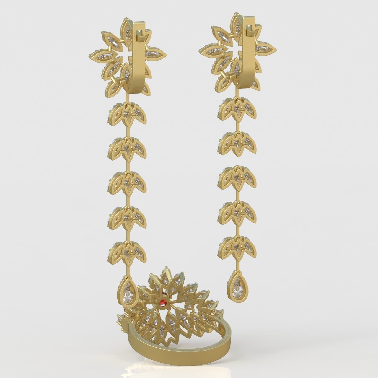 Ring and Earring Set 3D printable model 0087 3D Model Collection_7