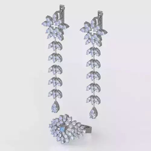 Ring and Earring Set 3D printable model 0087