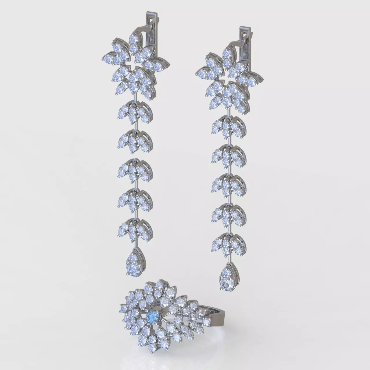 Ring and Earring Set 3D printable model 0087 3D Model Collection_0