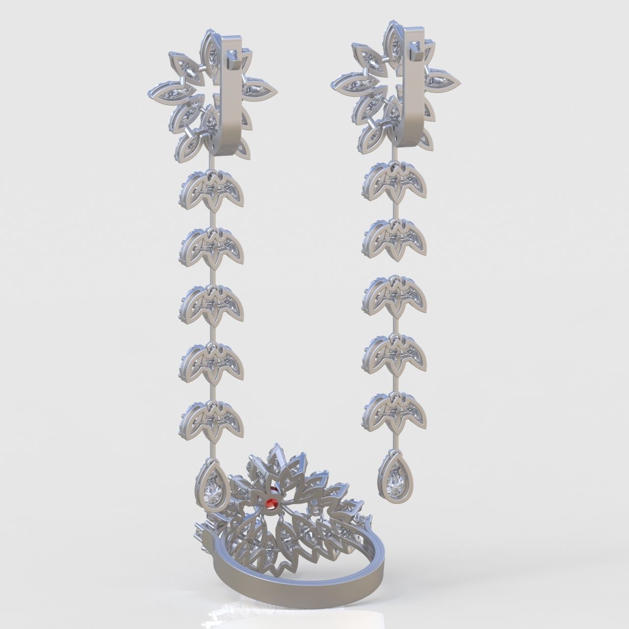 Ring and Earring Set 3D printable model 0087 3D Model Collection_6
