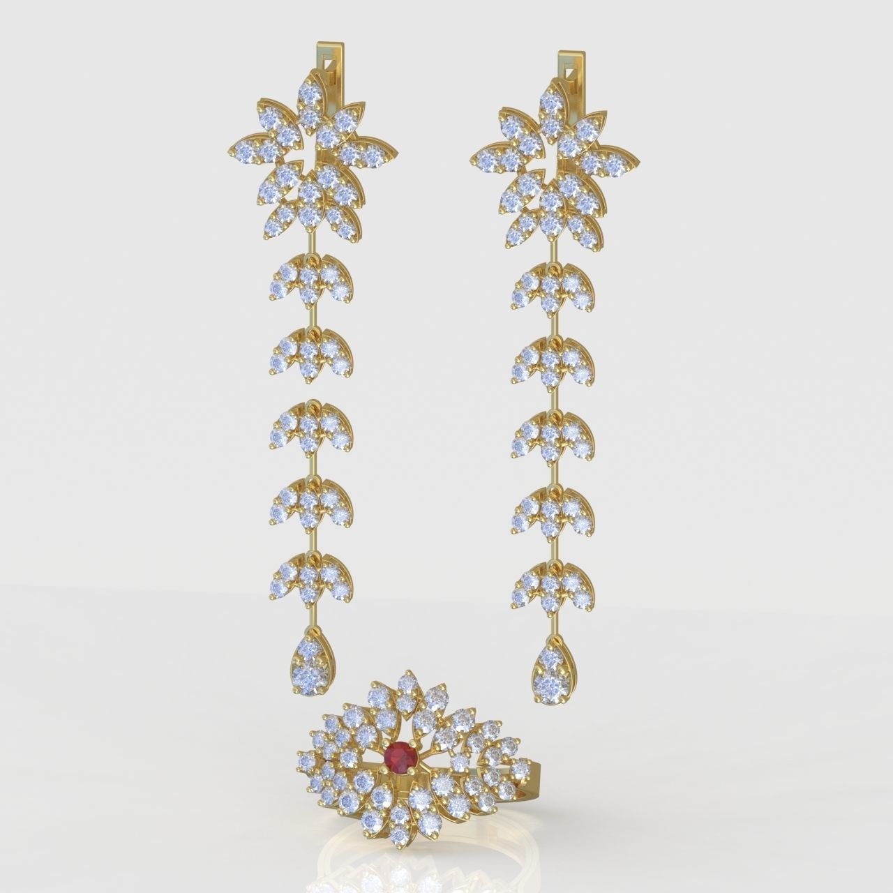 Ring and Earring Set 3D printable model 0087 3D Model Collection_3