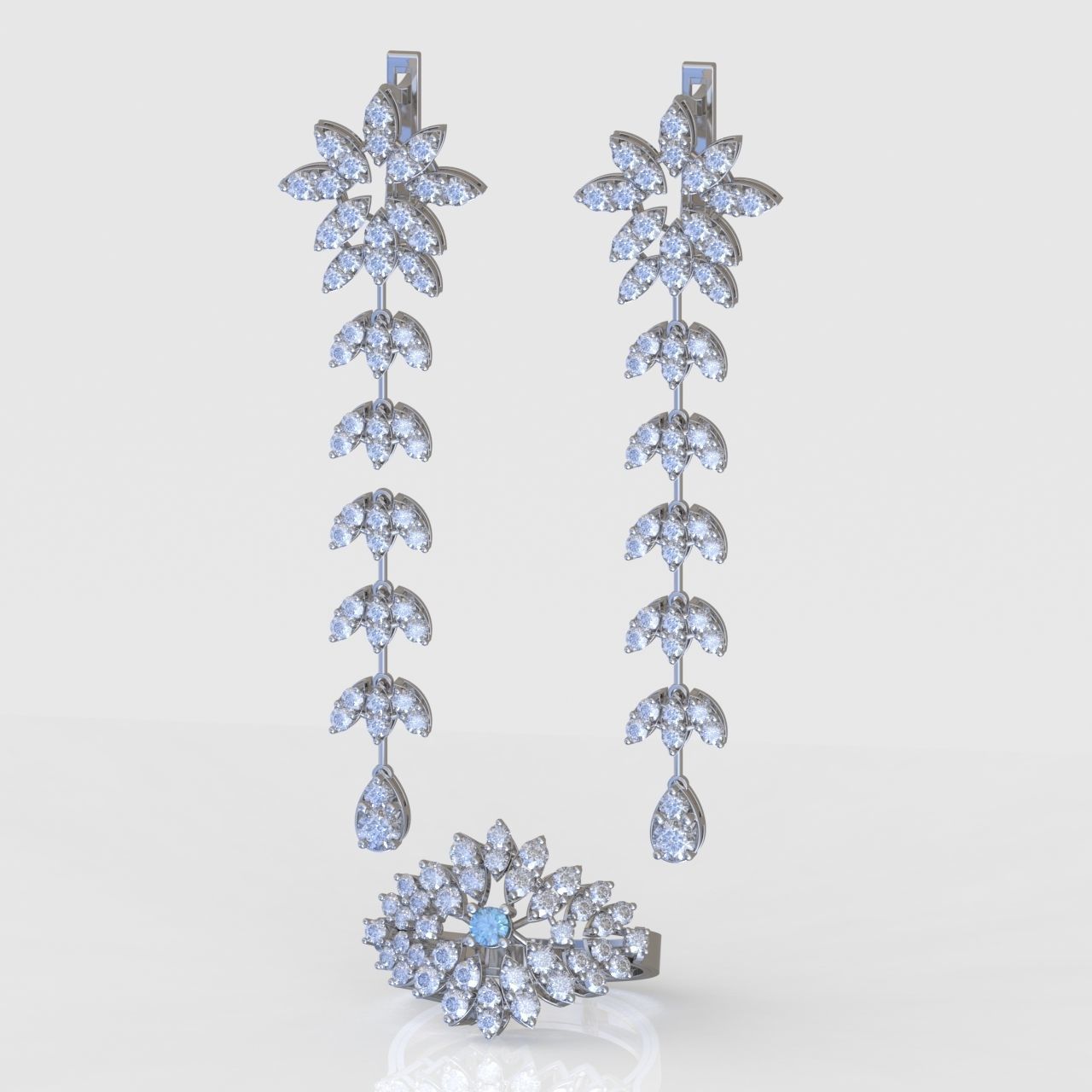 Ring and Earring Set 3D printable model 0087 3D Model Collection_2