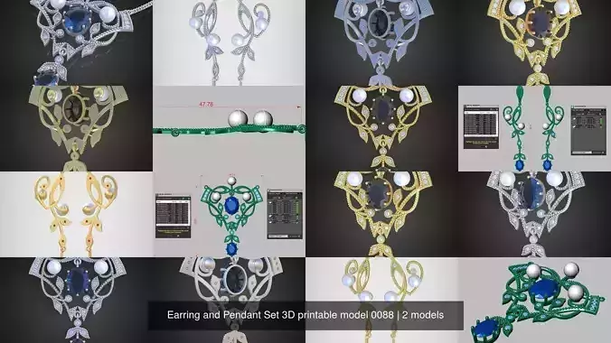 Earring and Pendant Set 3D printable model 0088