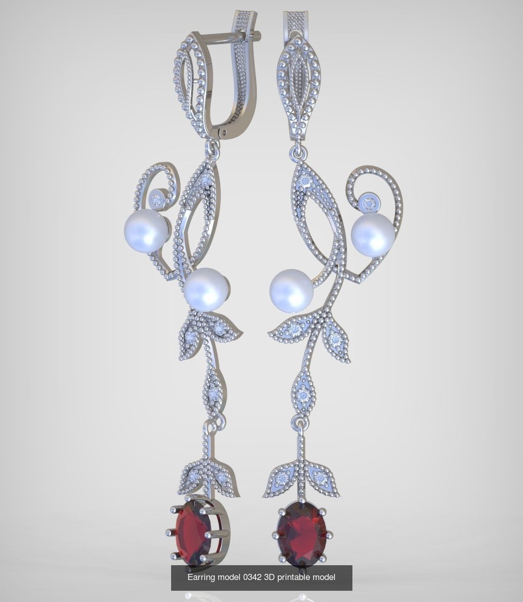 Earring and Pendant Set 3D printable model 0088 3D Model Collection_6