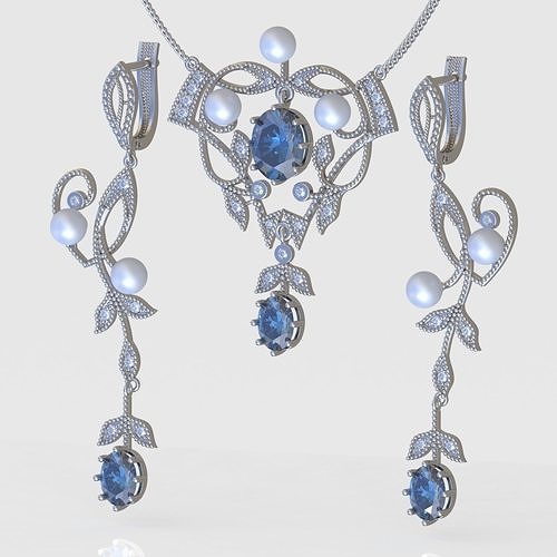 Earring and Pendant Set 3D printable model 0088 3D Model Collection