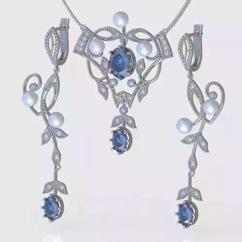 Earring and Pendant Set 3D printable model 0088 3D Model Collection