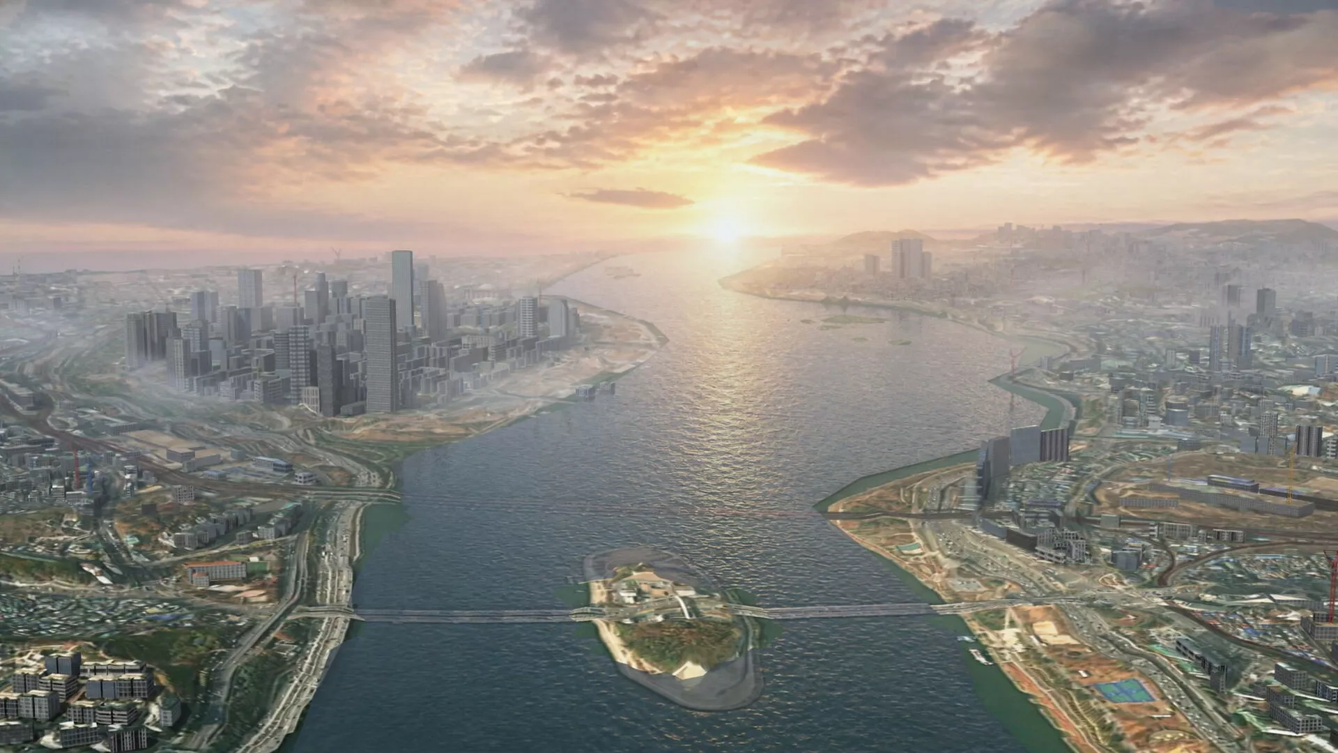 Seoul South Korea Flight Simulation City Environment Low-poly 3D model