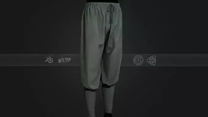 Green Medieval Pants  Low-poly 3D model