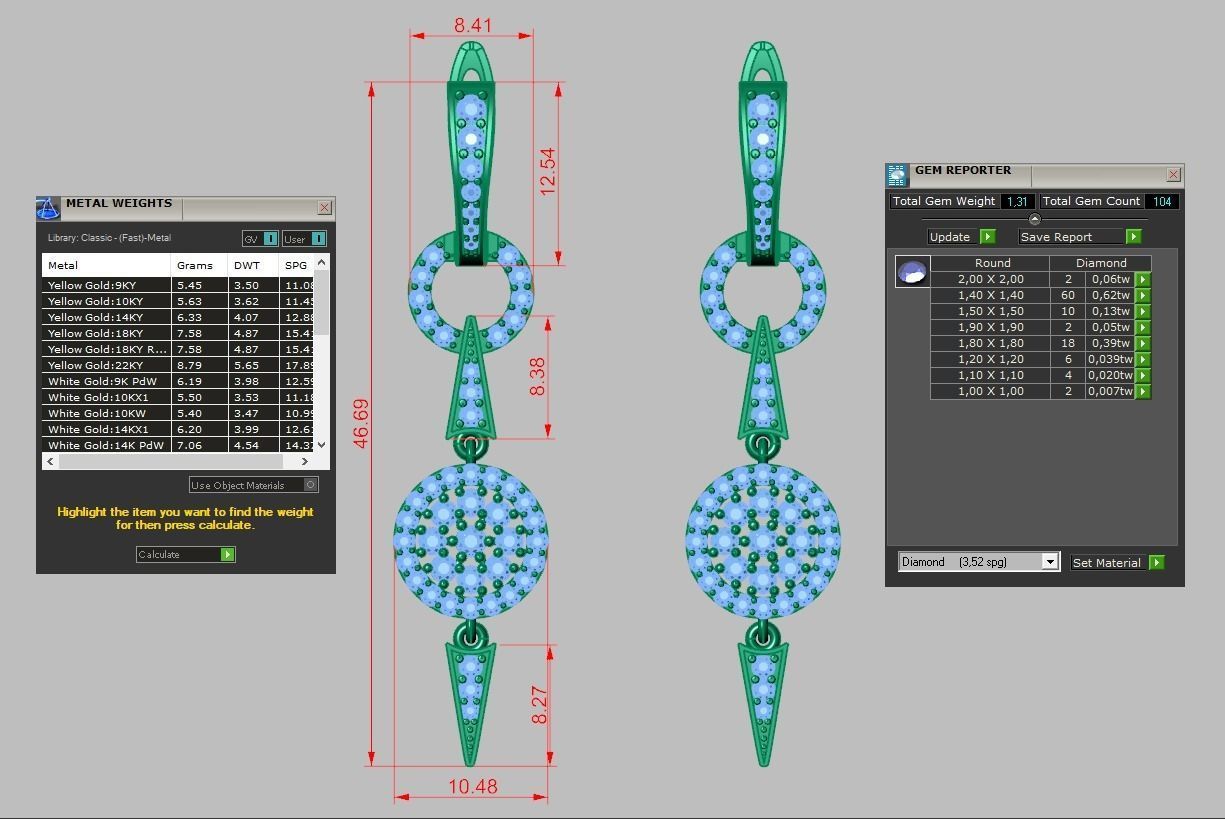 Earring model 0343 3D printable model 3D print model_11