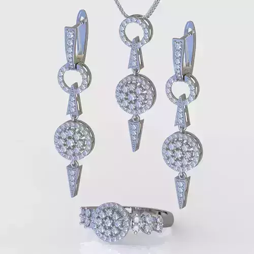 Ring Earring and Pendant Set 3D printable model 0086