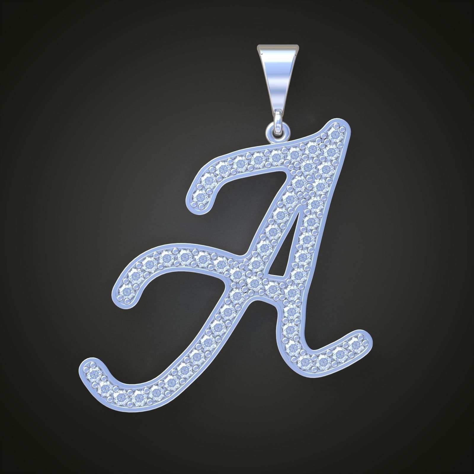 A letter Pendant model 3D 0183 printable model 3D print model_2