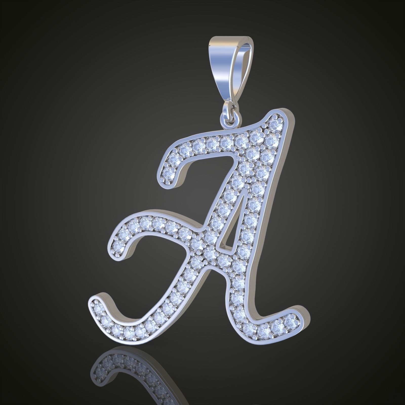 A letter Pendant model 3D 0183 printable model 3D print model_5