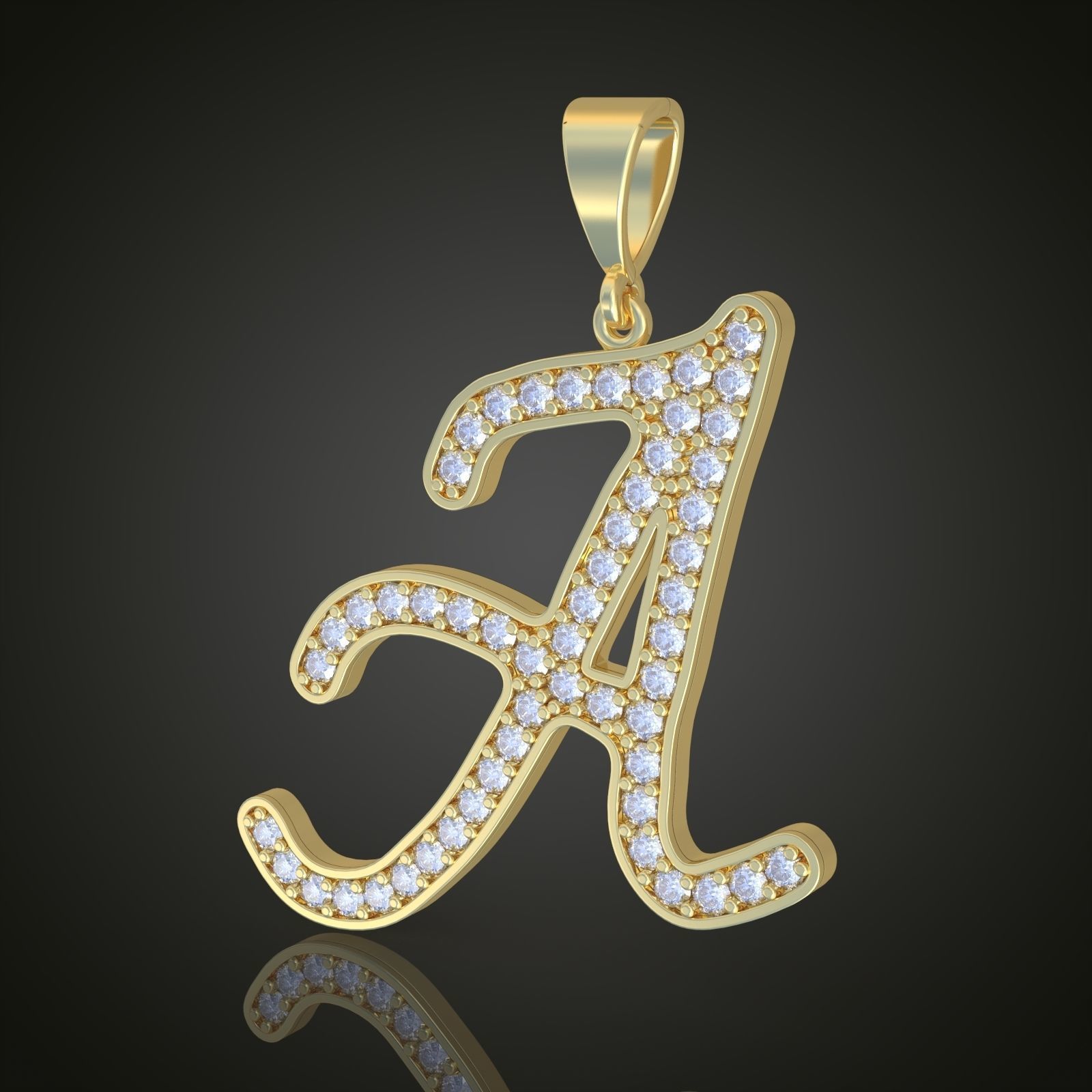 A letter Pendant model 3D 0183 printable model 3D print model_4