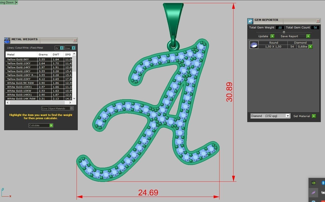 A letter Pendant model 3D 0183 printable model 3D print model_11