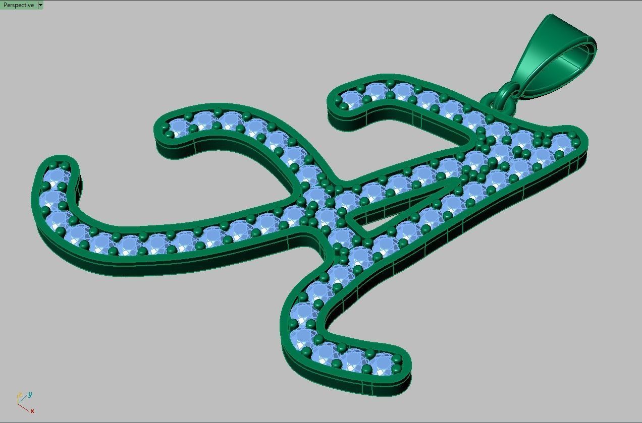 A letter Pendant model 3D 0183 printable model 3D print model_10