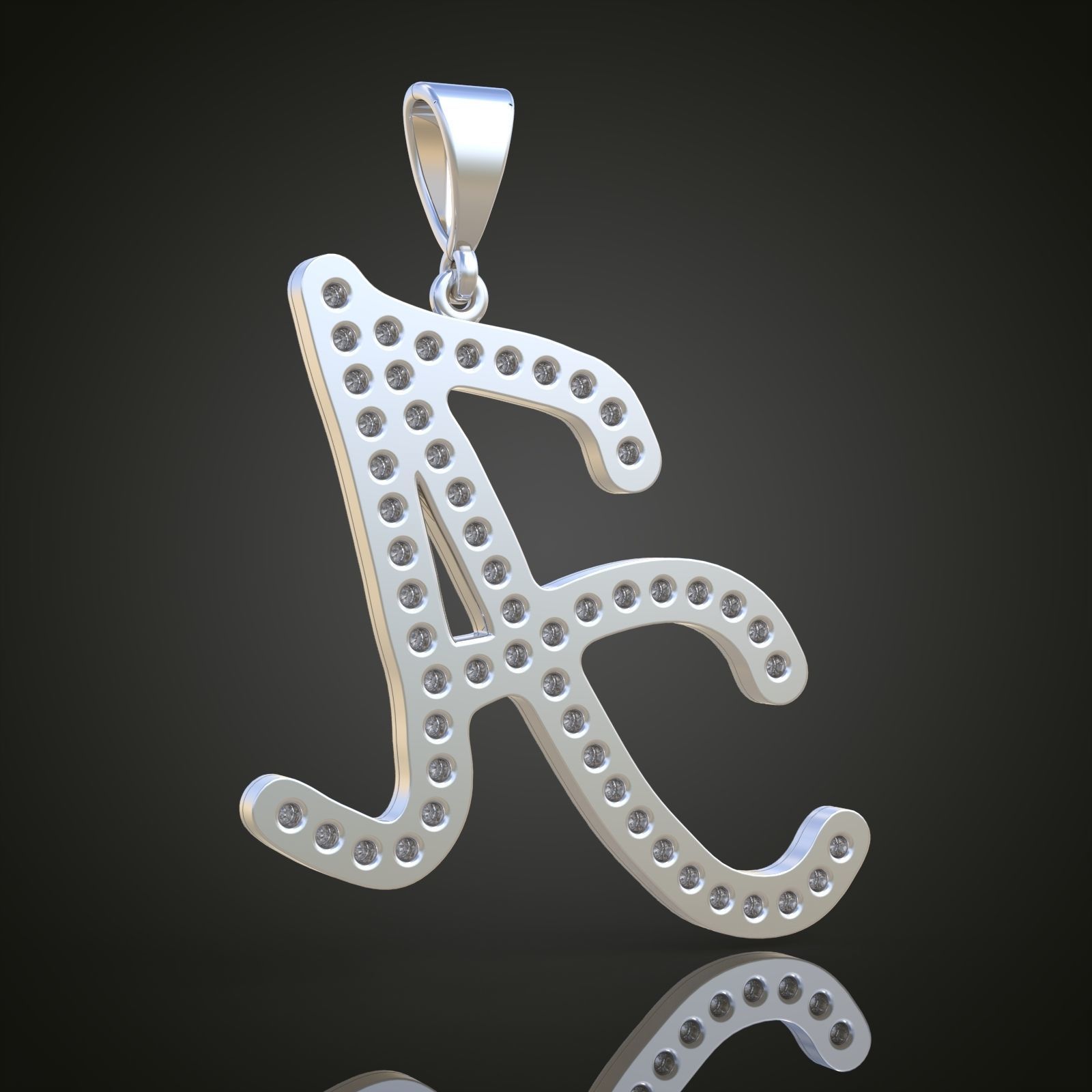 A letter Pendant model 3D 0183 printable model 3D print model_6