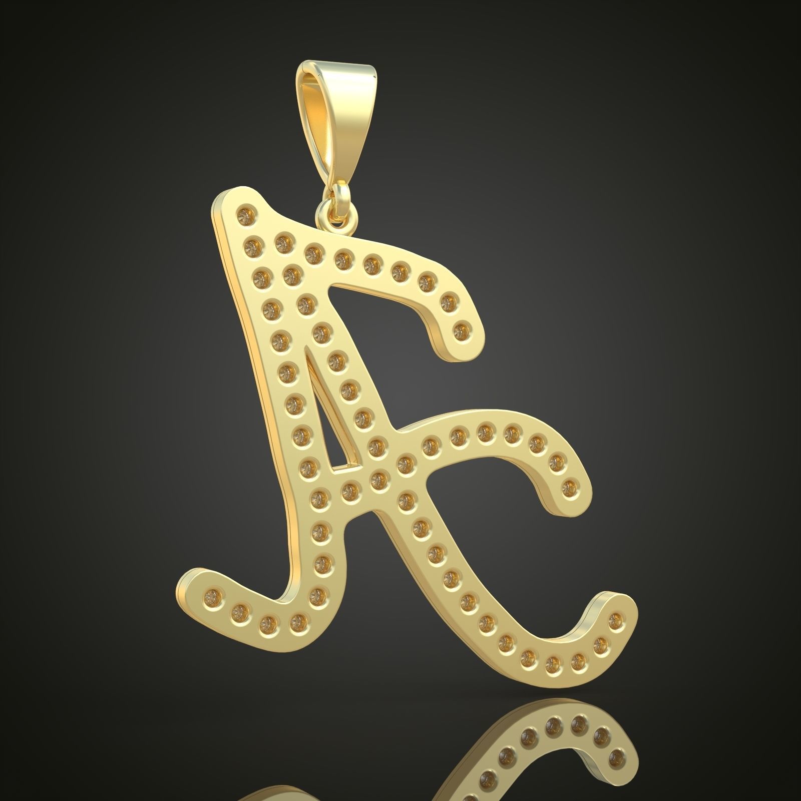 A letter Pendant model 3D 0183 printable model 3D print model_7