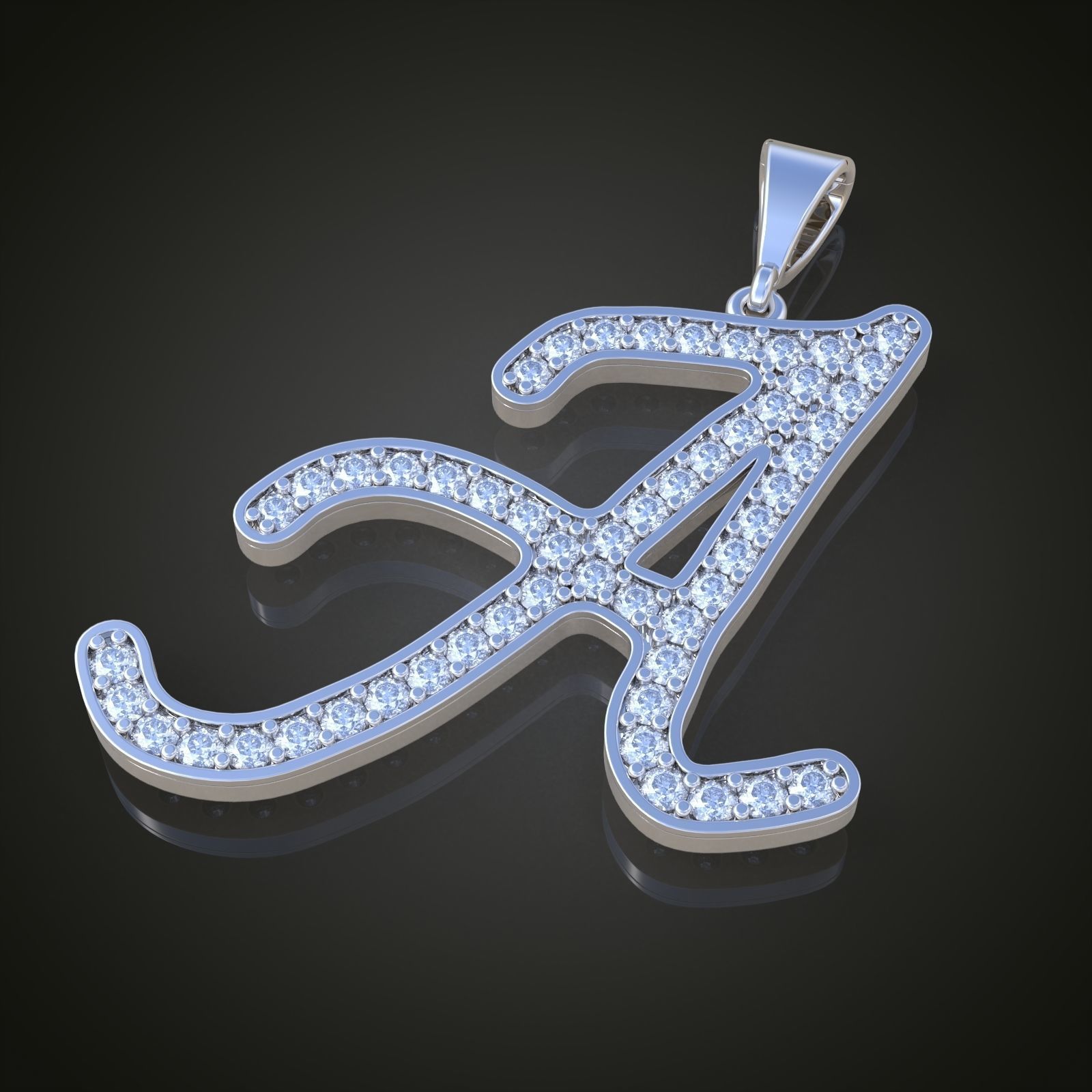 A letter Pendant model 3D 0183 printable model 3D print model_1