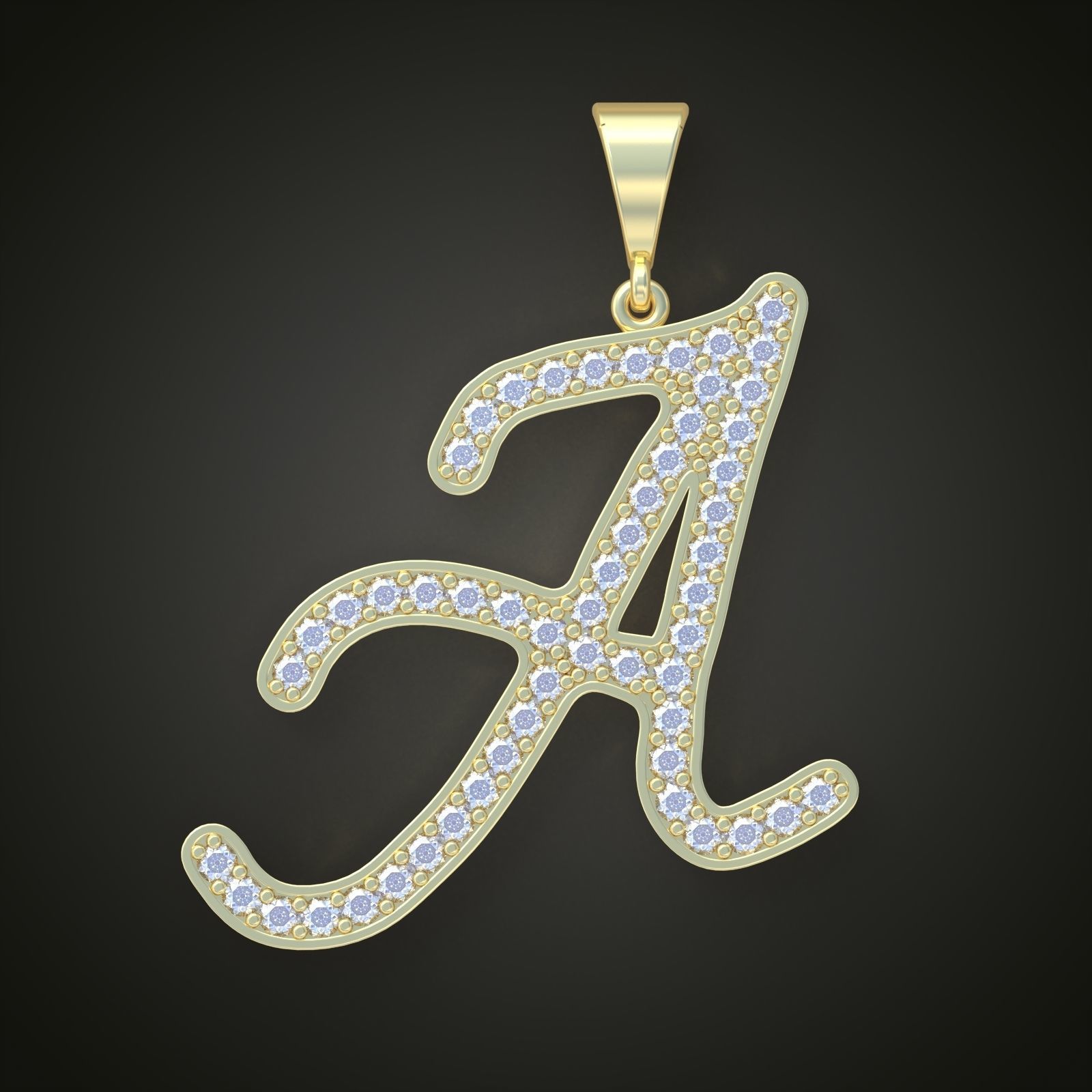 A letter Pendant model 3D 0183 printable model 3D print model_3