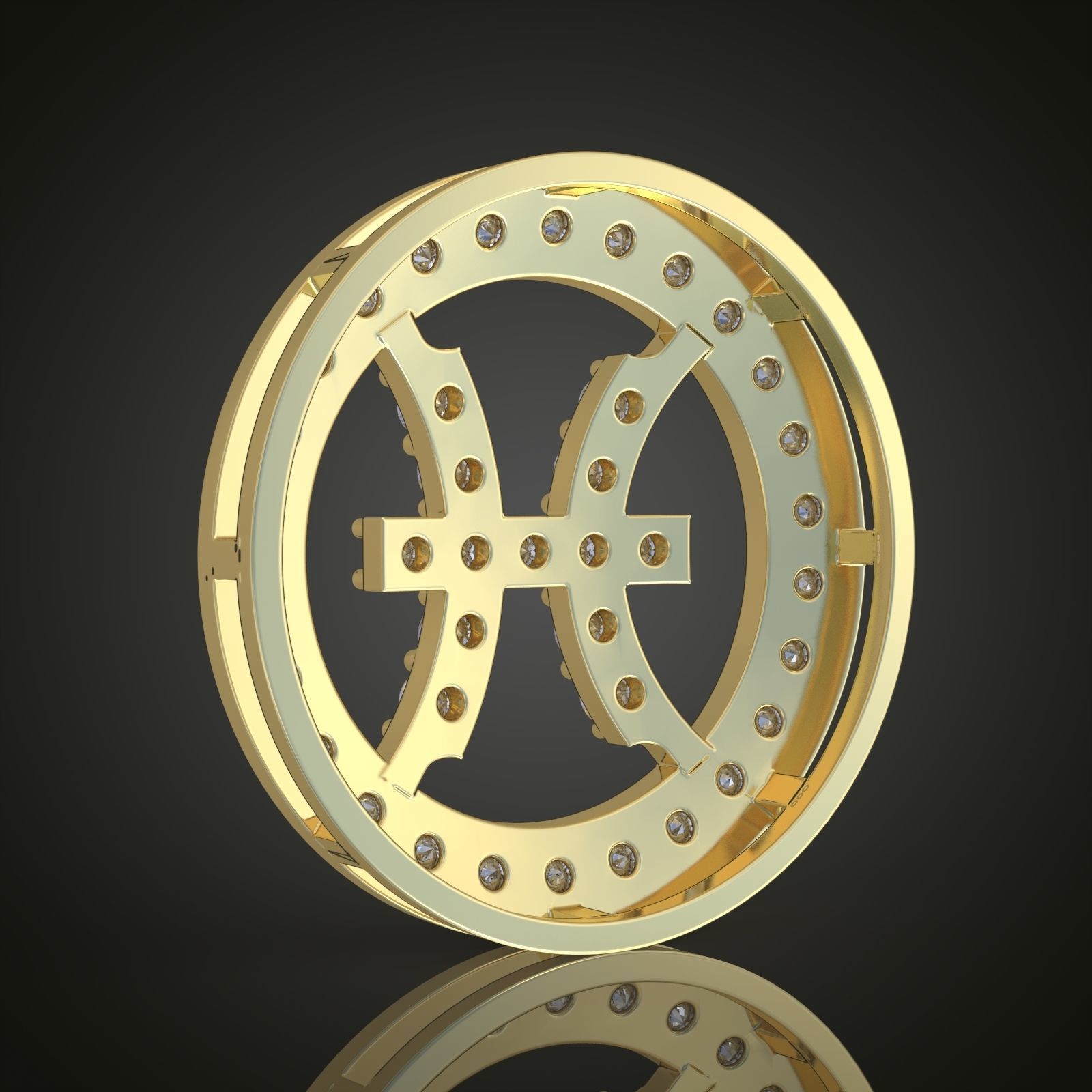 Pisces Pendant model 3D 0180 printable model 3D print model_7