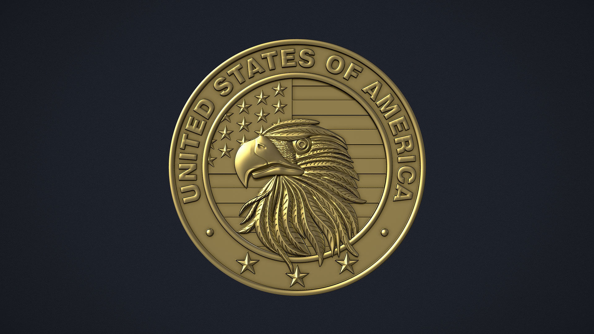 USA Eagle Medal 3D print model_6