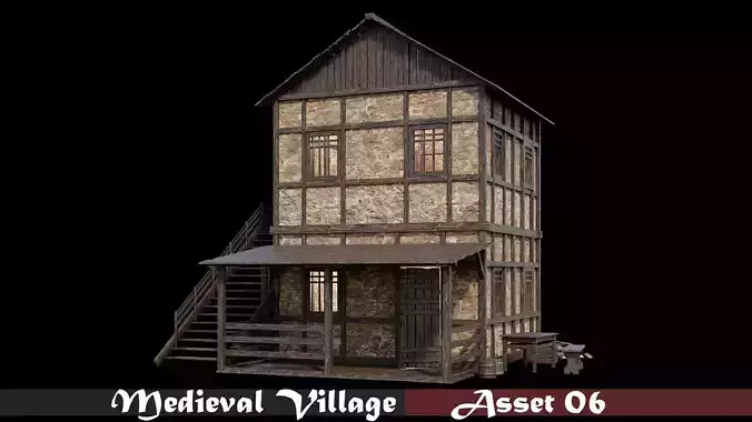 Medieval Village Asset 06 - 4K Textures Game Ready Low-poly 3D model