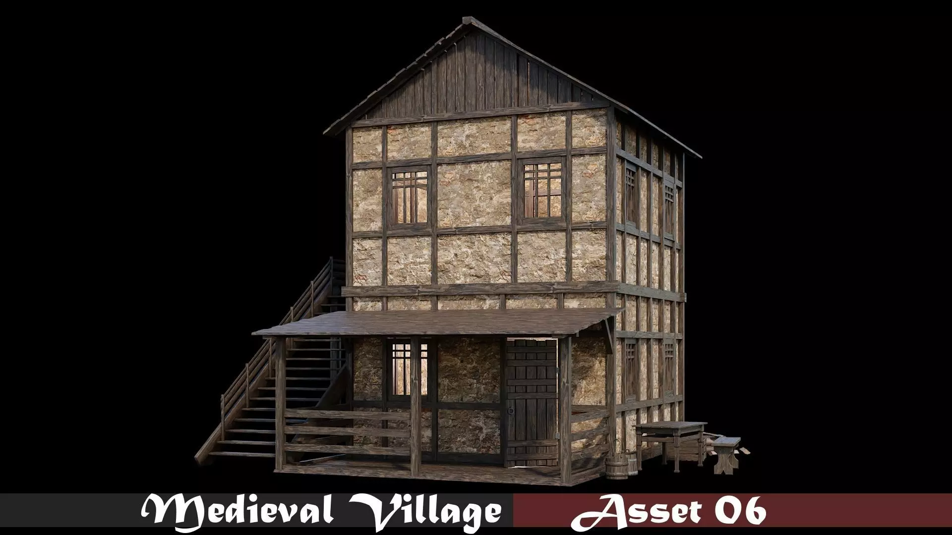 Medieval Village Asset 06 - 4K Textures Game Ready Low-poly 3D model_0