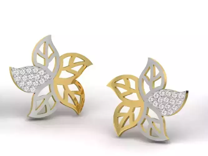Gold Diamond Women Earring 3D print Model