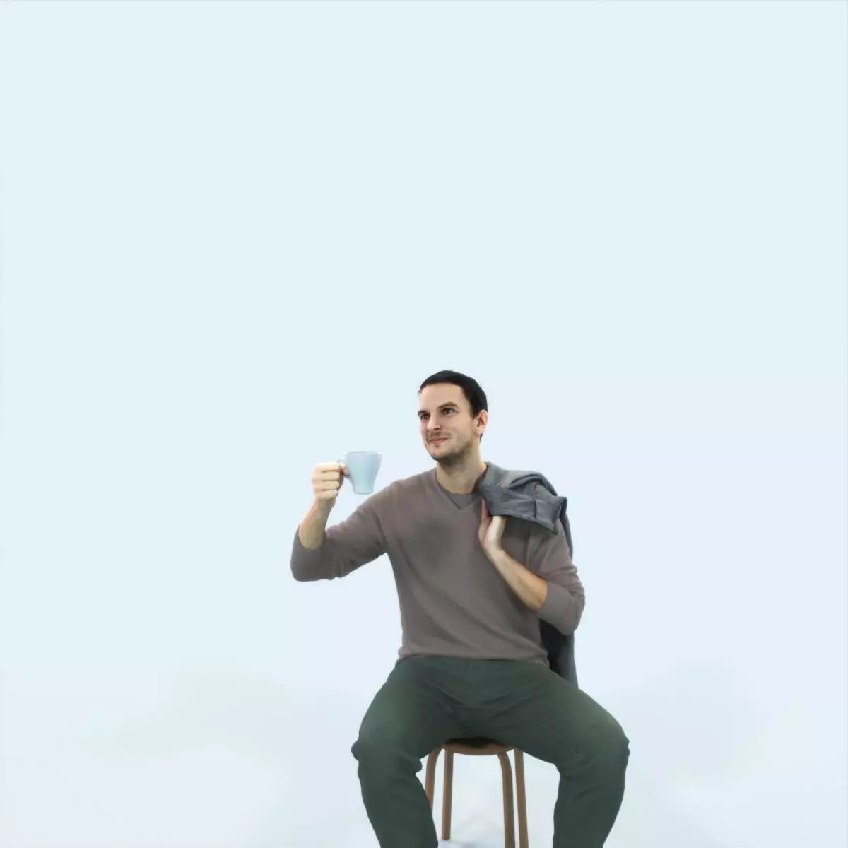 Jest 02K Drinking Coffee Sitting Casual Man Low-poly 3D model_0