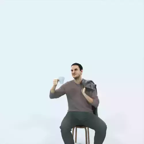 Jest 02K Drinking Coffee Sitting Casual Man