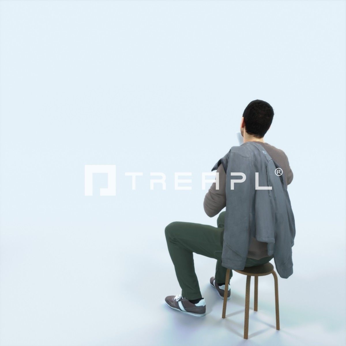 Jest 02K Drinking Coffee Sitting Casual Man Low-poly 3D model_4