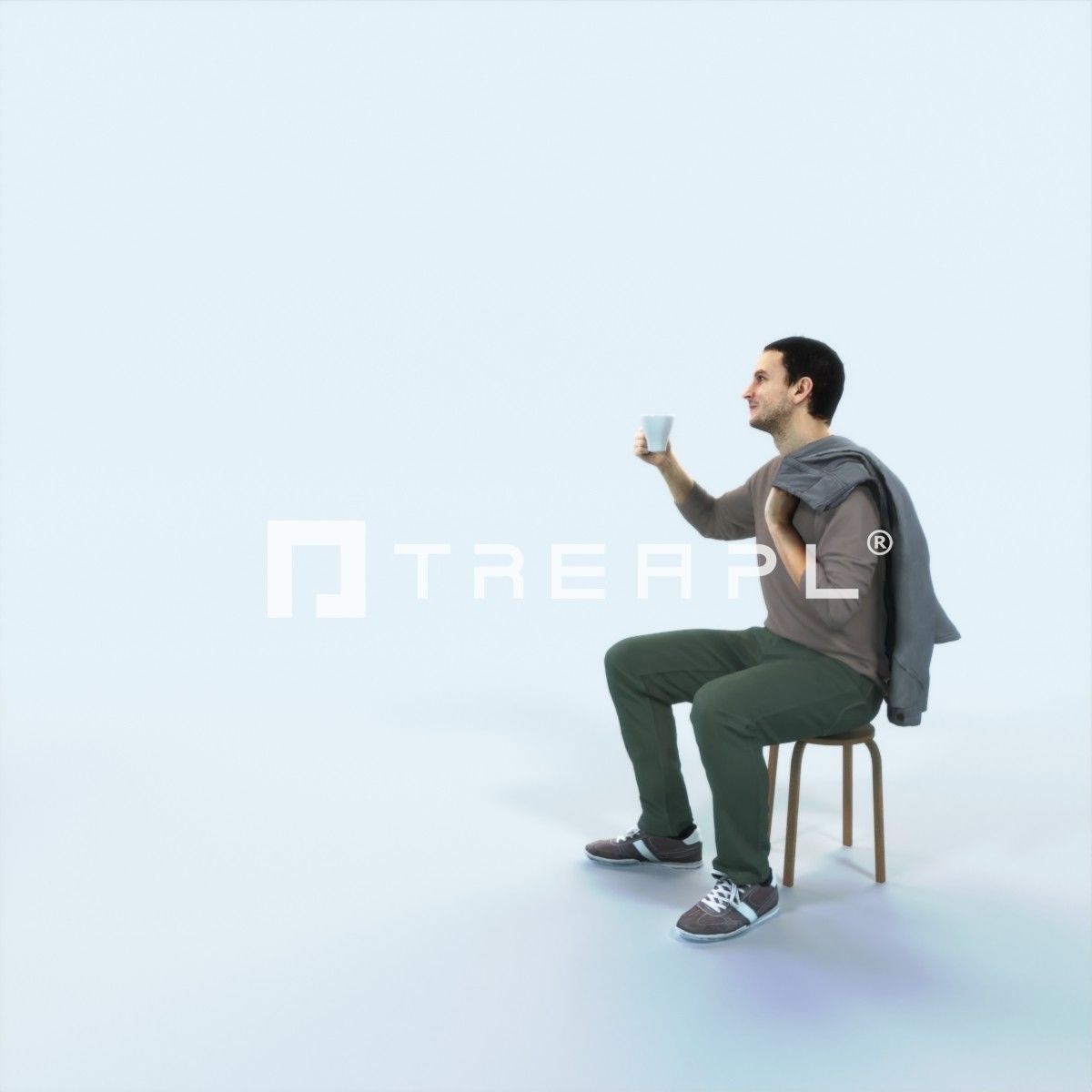 Jest 02K Drinking Coffee Sitting Casual Man Low-poly 3D model_5