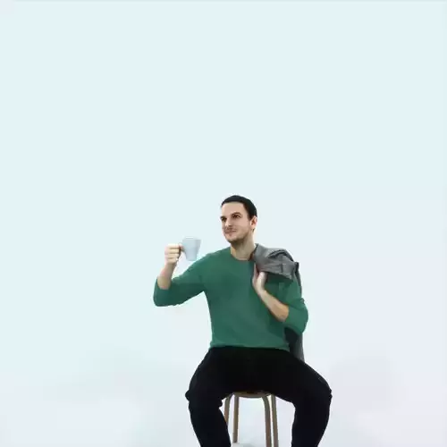 Jest 02G Drinking Coffee Sitting Casual Man