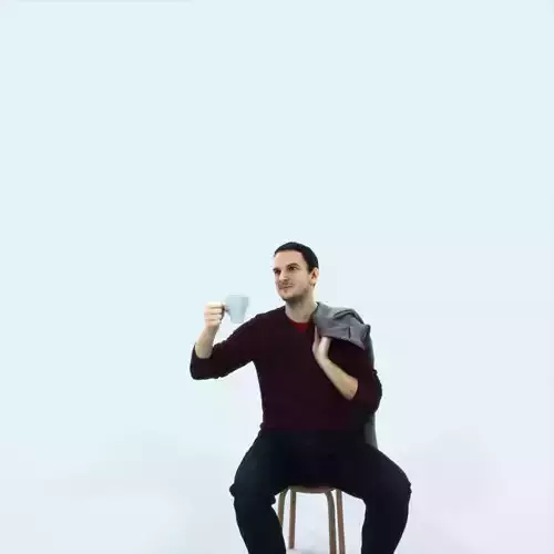 Jest 02E Drinking Coffee Sitting Casual Man