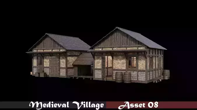 Medieval Village Asset 08 - 4K Textures Game Ready Low-poly 3D model