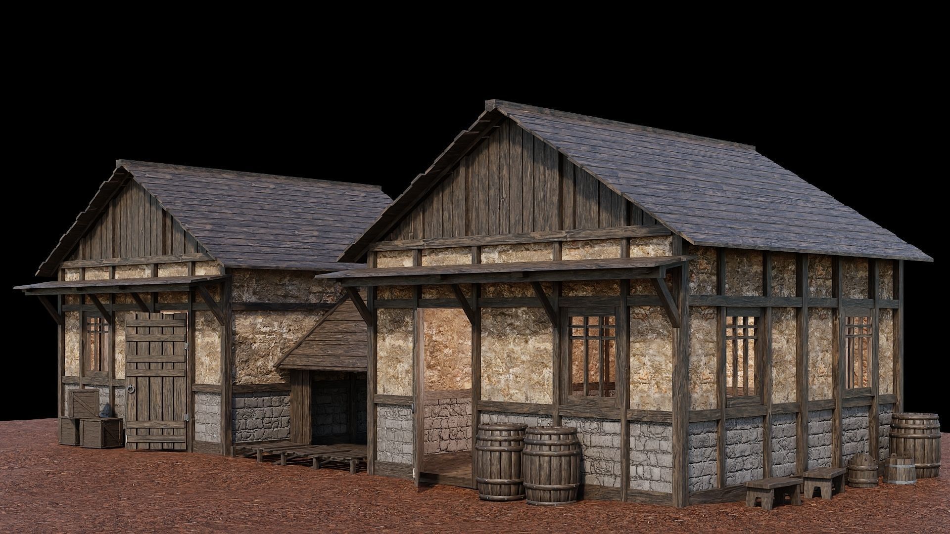 Medieval Village Asset 08 - 4K Textures Game Ready Low-poly 3D model_4