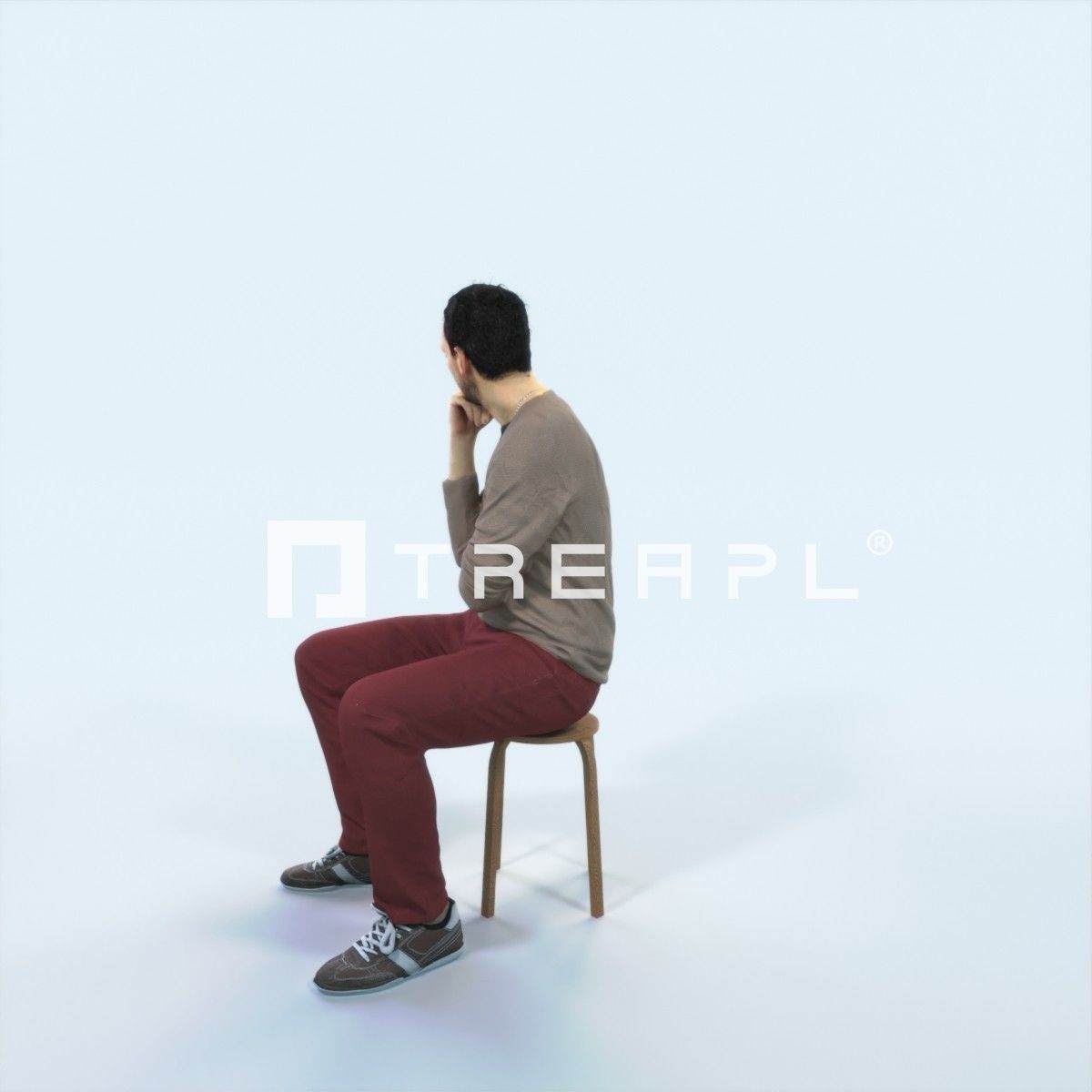 Jest 05I Listening Casual Sitting Man Low-poly 3D model_5