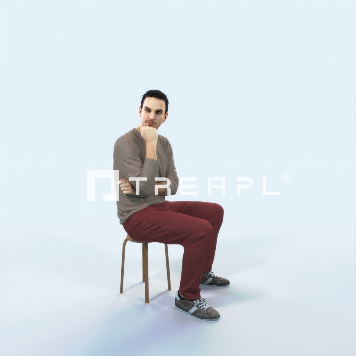 Jest 05I Listening Casual Sitting Man Low-poly 3D model_2