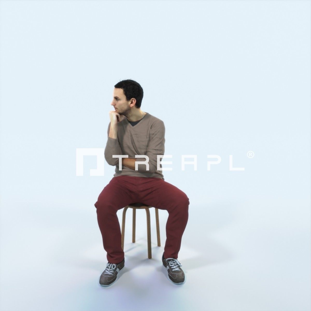 Jest 05I Listening Casual Sitting Man Low-poly 3D model_1