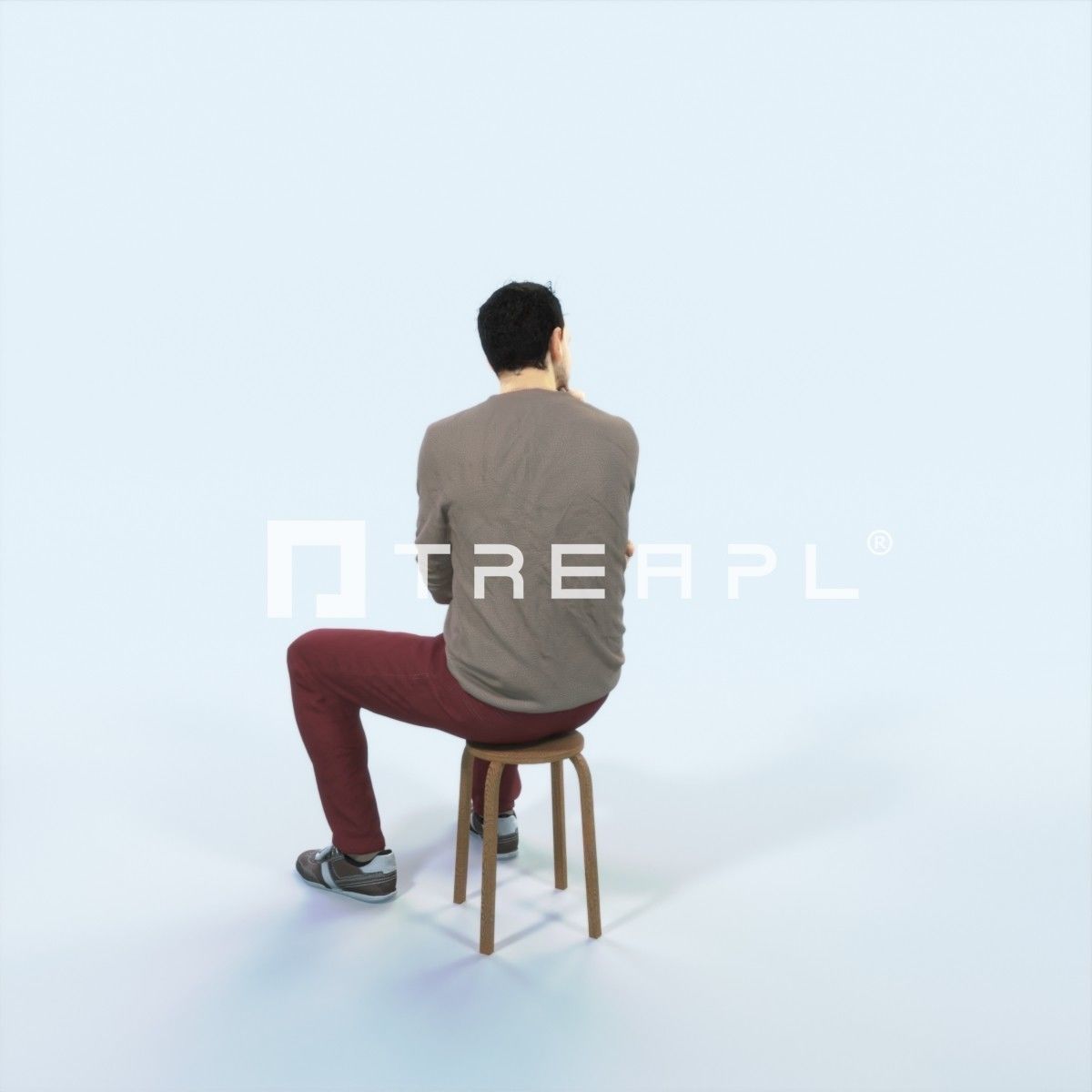 Jest 05I Listening Casual Sitting Man Low-poly 3D model_4