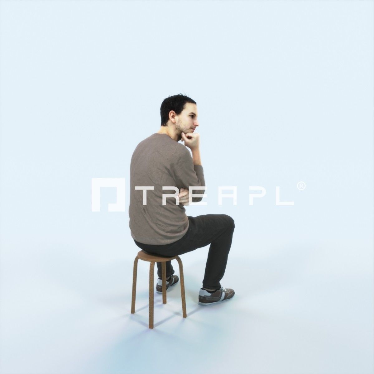 Jest 05H Listening Casual Sitting Man Low-poly 3D model_3