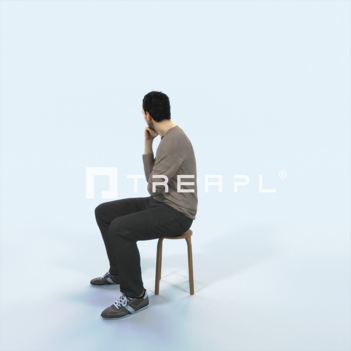 Jest 05H Listening Casual Sitting Man Low-poly 3D model_5