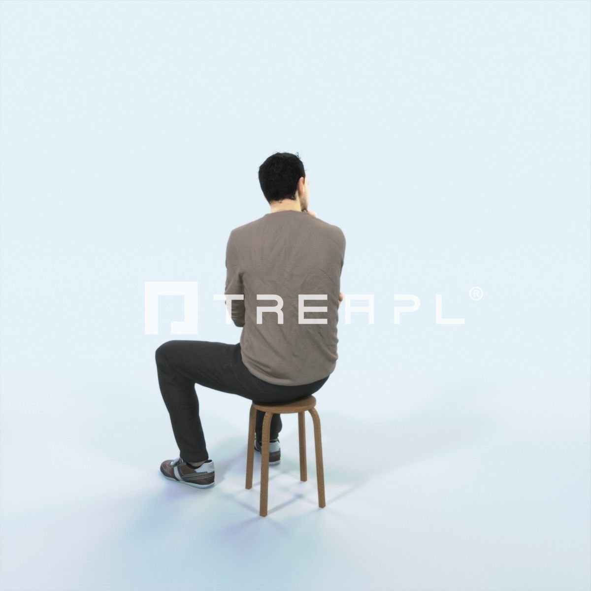 Jest 05H Listening Casual Sitting Man Low-poly 3D model_4